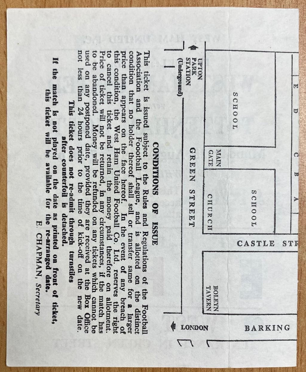 1975/76 ORIGINAL DIVISION ONE TICKET WEST HAM UNITED V TOTTENHAM HOTSPUR