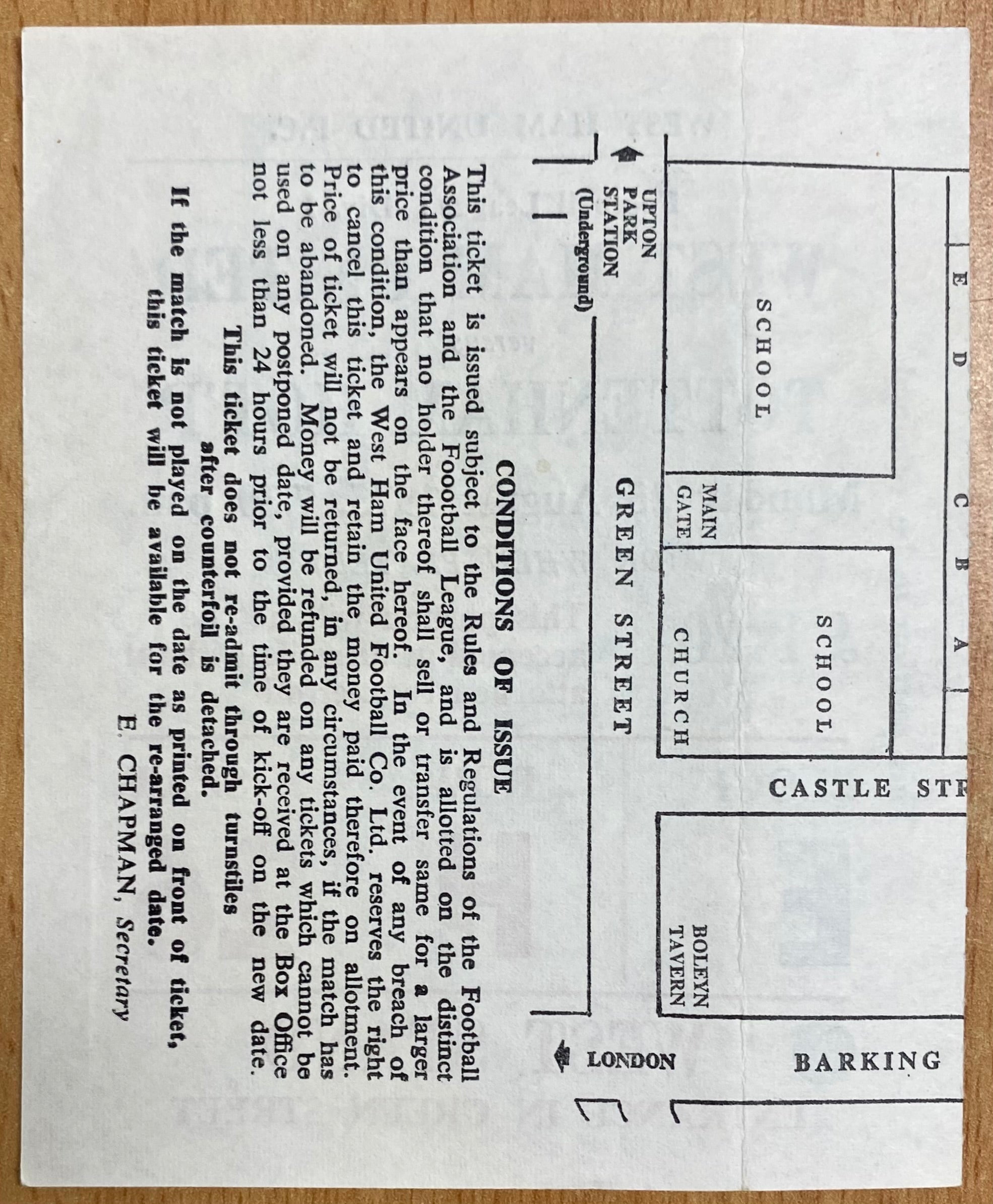 1975/76 ORIGINAL DIVISION ONE TICKET WEST HAM UNITED V TOTTENHAM HOTSPUR