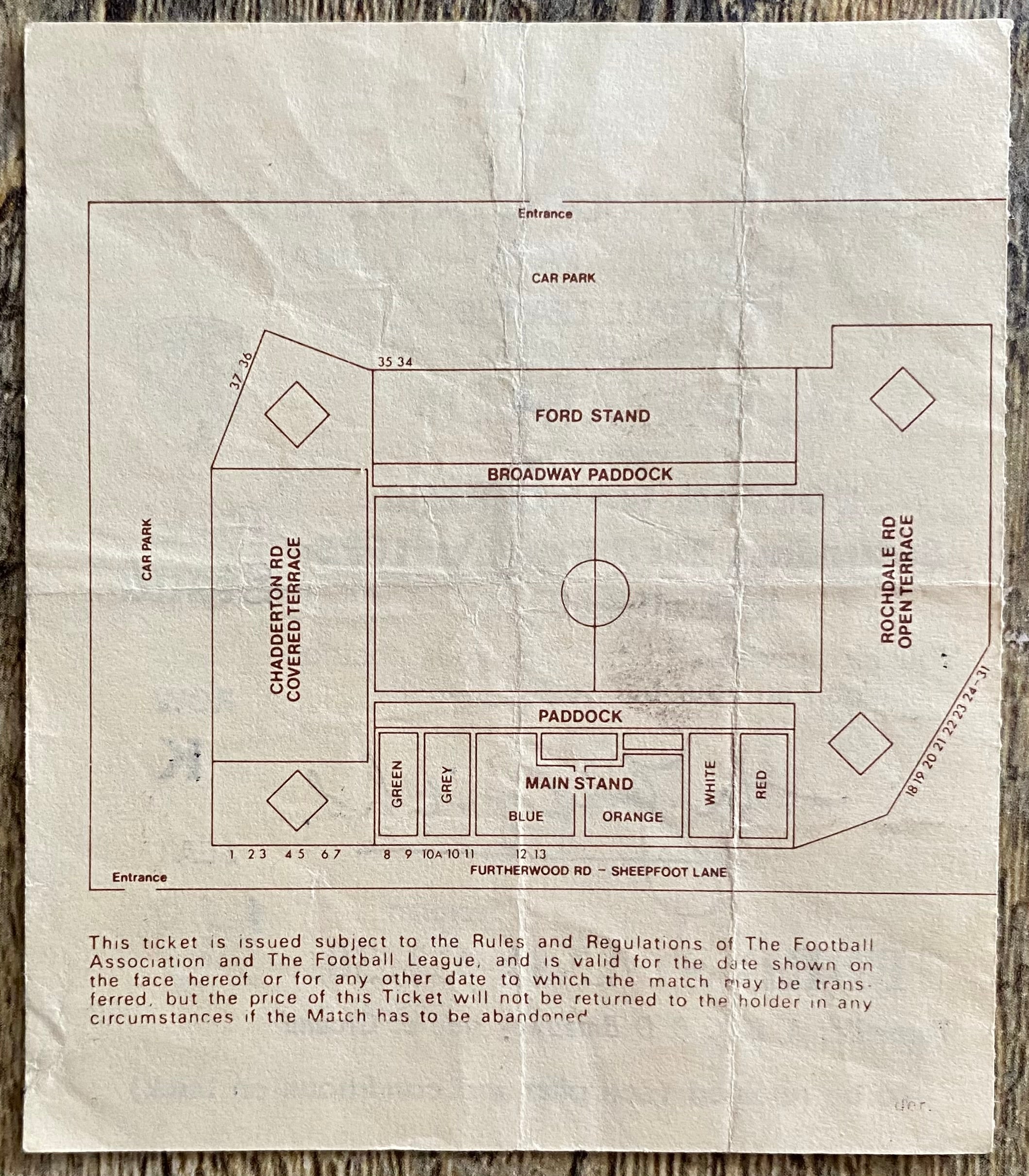 1976/77 ORIGINAL DIVISION 2 TICKET OLDHAM ATHLETIC V BOLTON WANDERERS