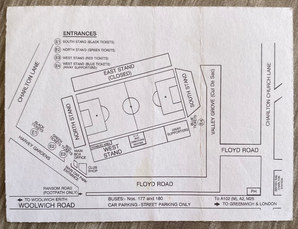 1992/93 ORIGINAL DIVISION 1 TICKET CHARLTON ATHLETIC V OXFORD UNITED