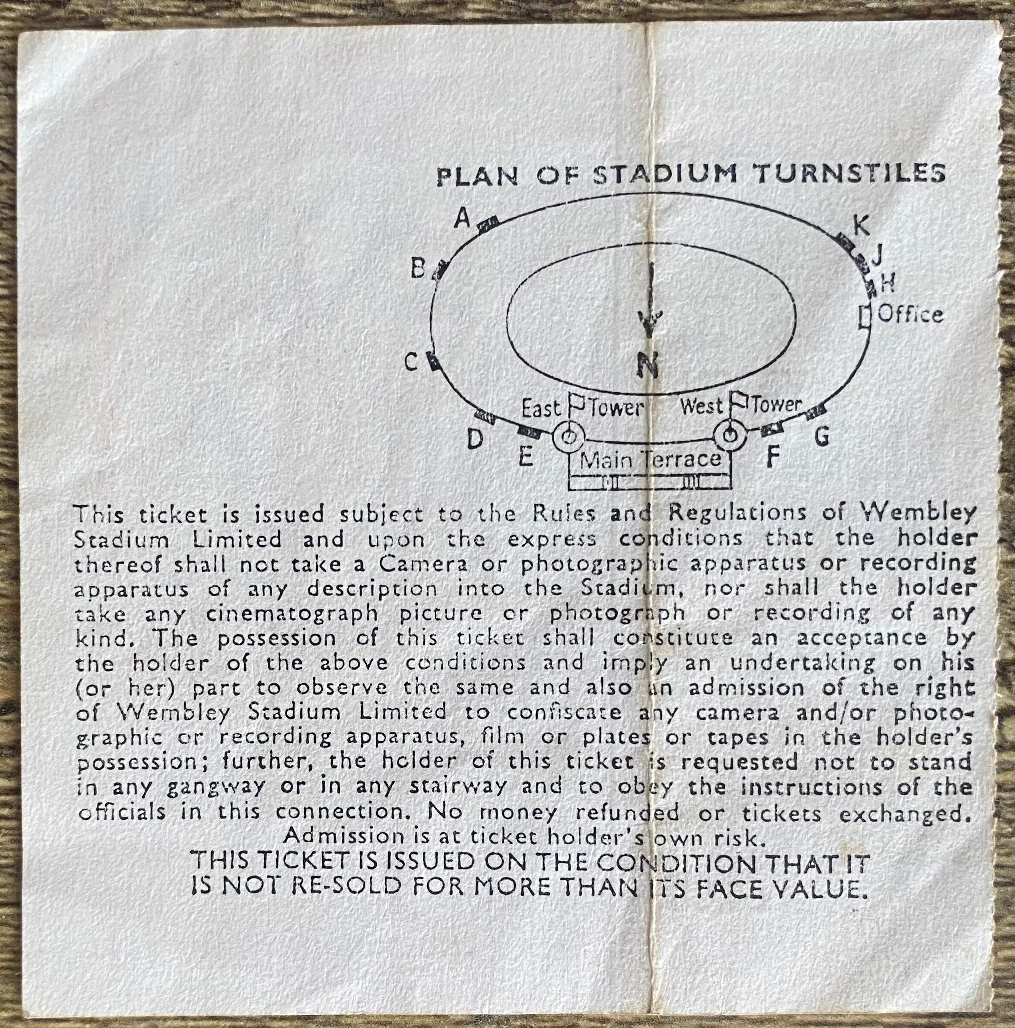 1975 ORIGINAL CHARITY SHIELD TICKET DERBY COUNTY V WEST HAM UNITED