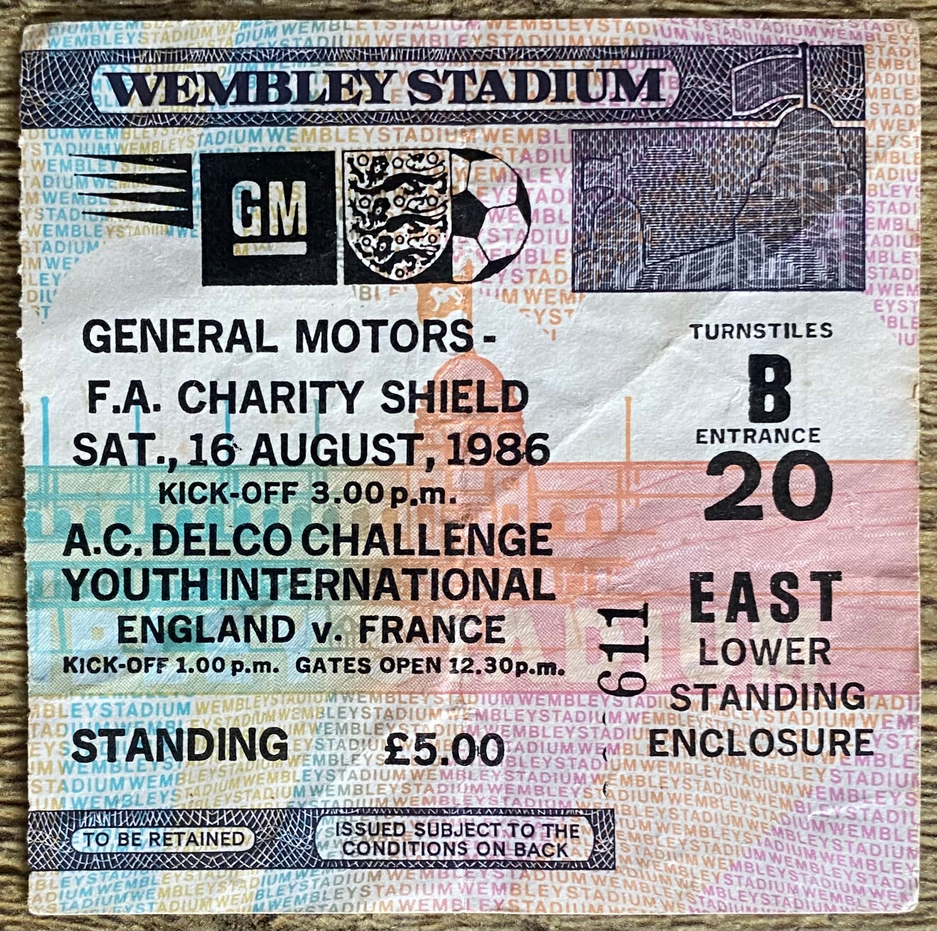 1986 ORIGINAL CHARITY SHIELD TICKET LIVERPOOL V EVERTON