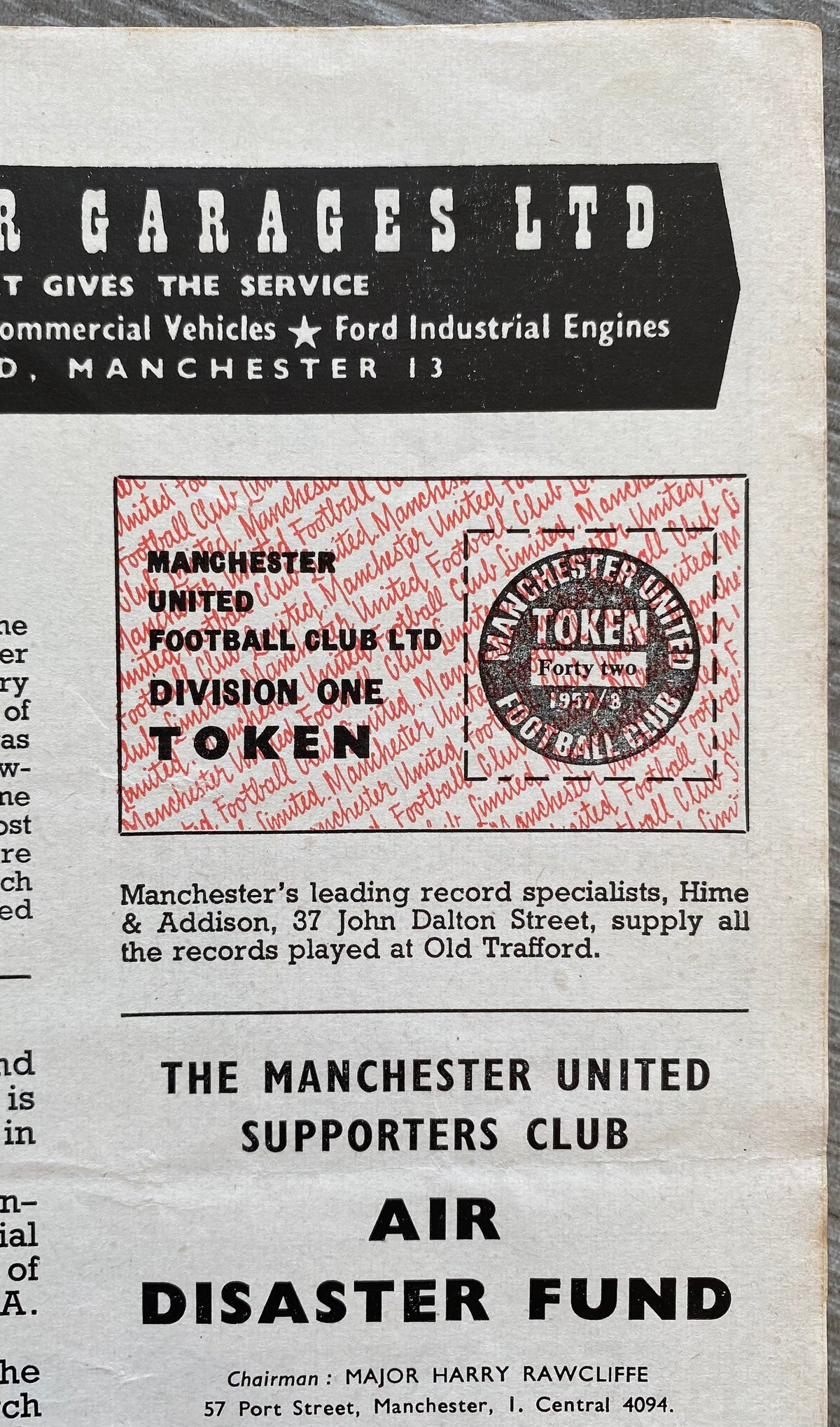 1957/58 ORIGINAL FA CUP 6TH ROUND REPLAY PROGRAMME MANCHESTER UNITED V WEST BROMWICH ALBION