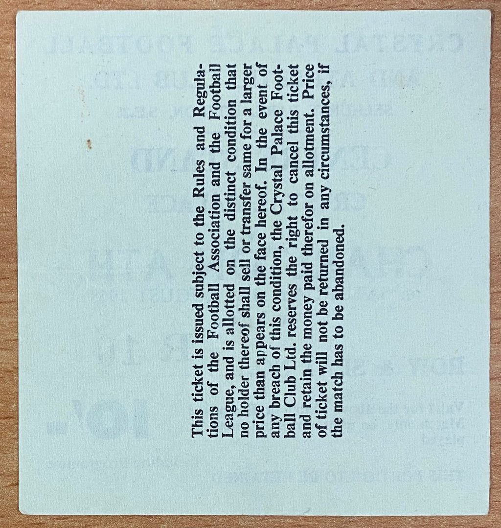 1968/69 ORIGINAL DIVISION 2 TICKET CRYSTAL PALACE V CHARLTON ATHLETIC