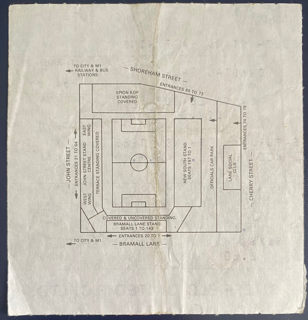 1985/86 ORIGINAL DIVISION 2  TICKET SHEFFIELD UNITED V CRYSTAL PALACE
