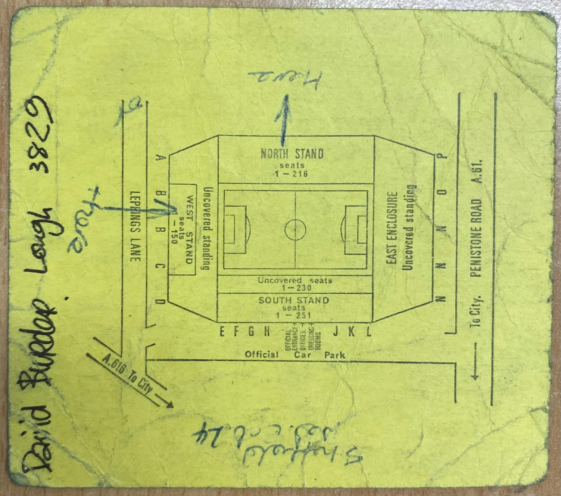 1969 ORIGINAL FA CUP SEMI FINAL TICKET LEICESTER CITY V WEST BROMWICH ALBION @ HILLSBOROUGH