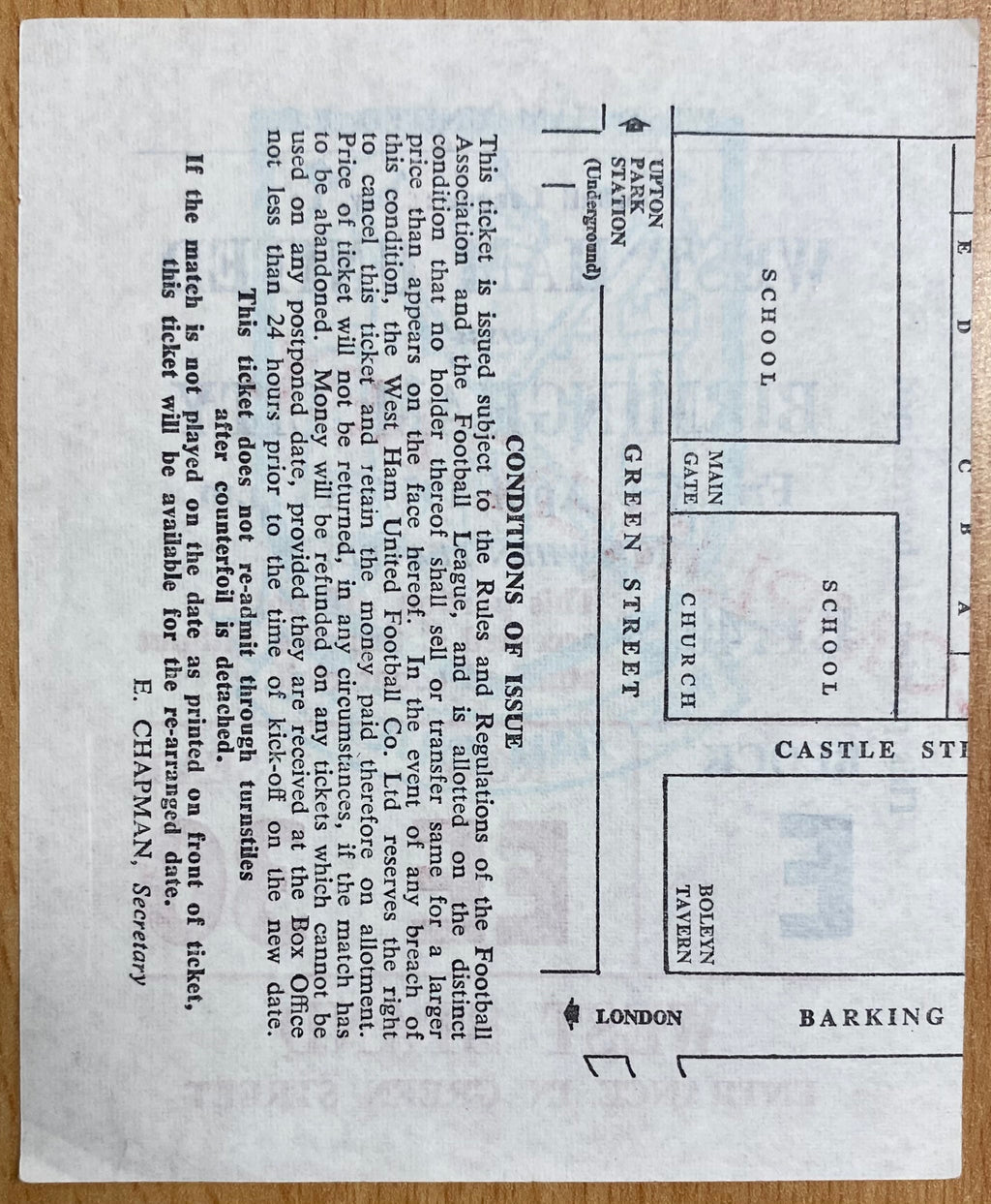 1976/77 ORIGINAL DIVISION ONE TICKET WEST HAM UNITED V BIRMINGHAM CITY