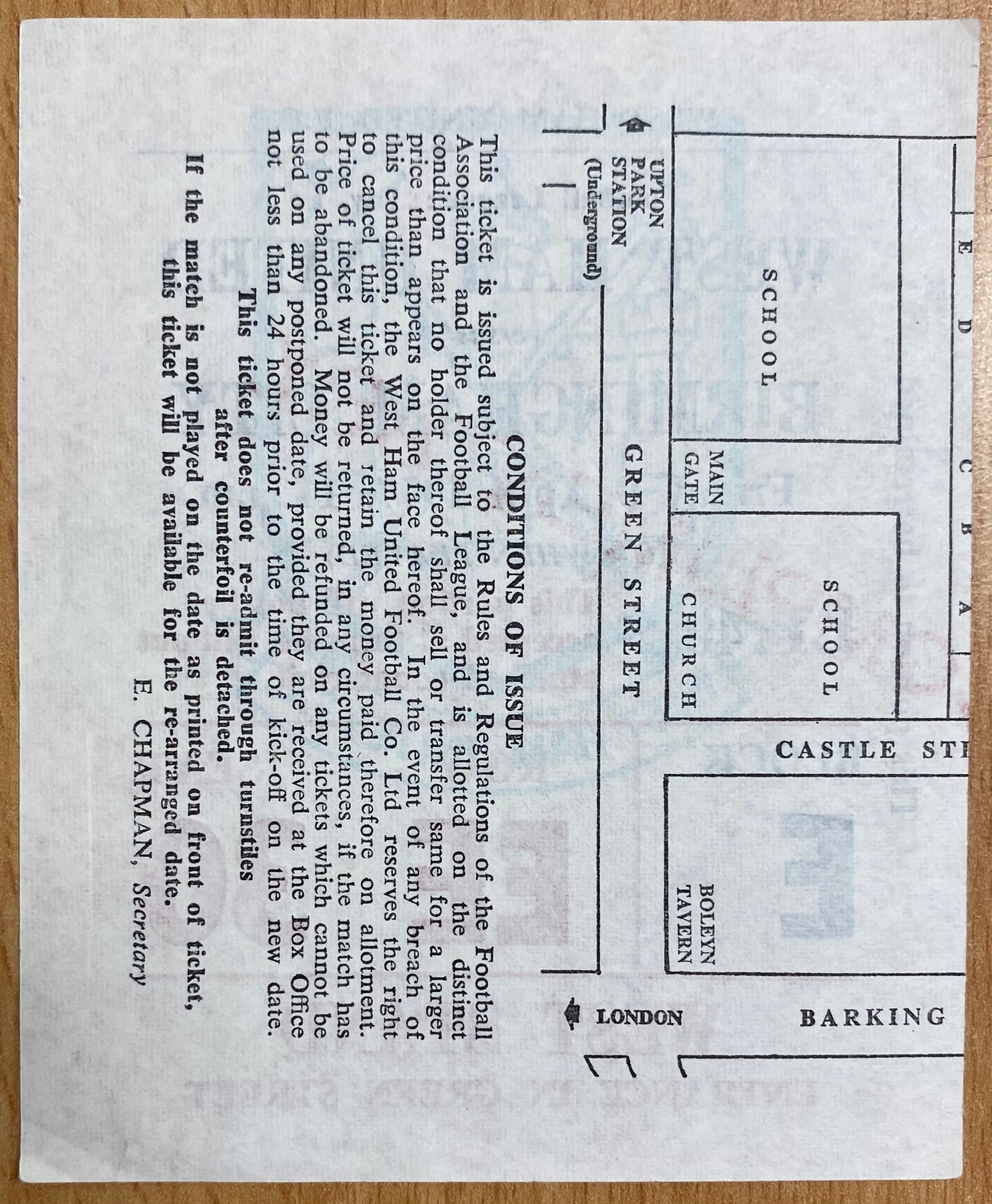 1976/77 ORIGINAL DIVISION ONE TICKET WEST HAM UNITED V BIRMINGHAM CITY