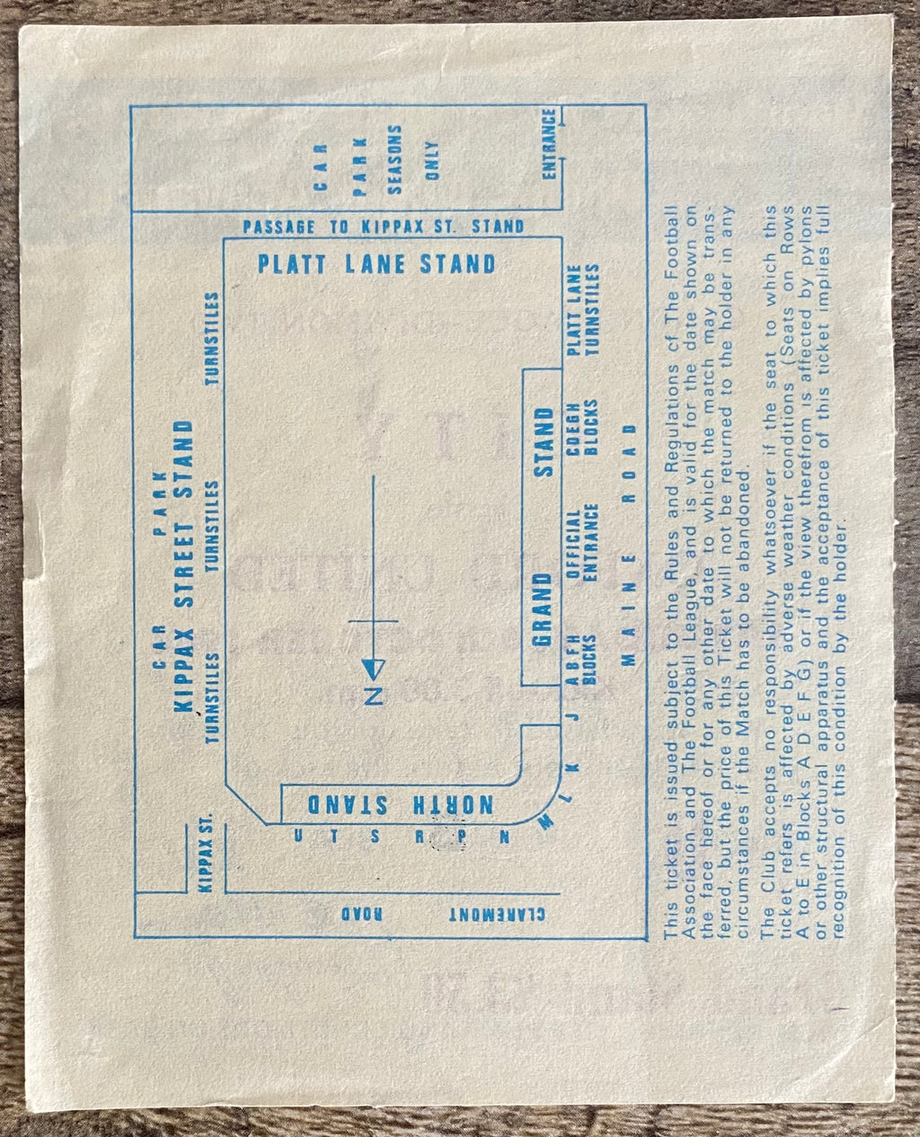 1984/85 ORIGINAL DIVISION 2 TICKET MANCHESTER CITY V OXFORD UNITED