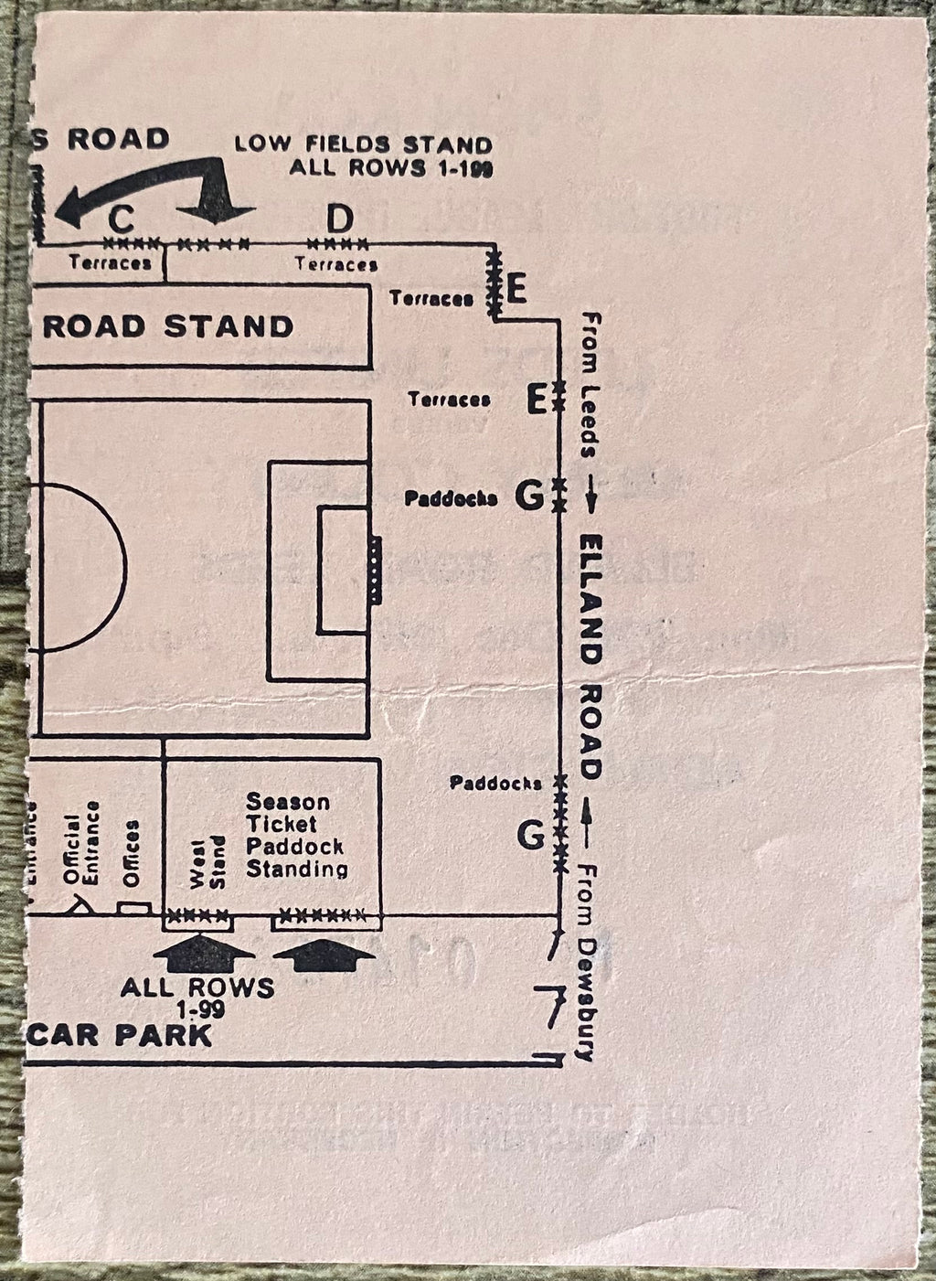 1971/72 ORIGINAL DIVISION ONE TICKET LEEDS UNITED V DERBY COUNTY