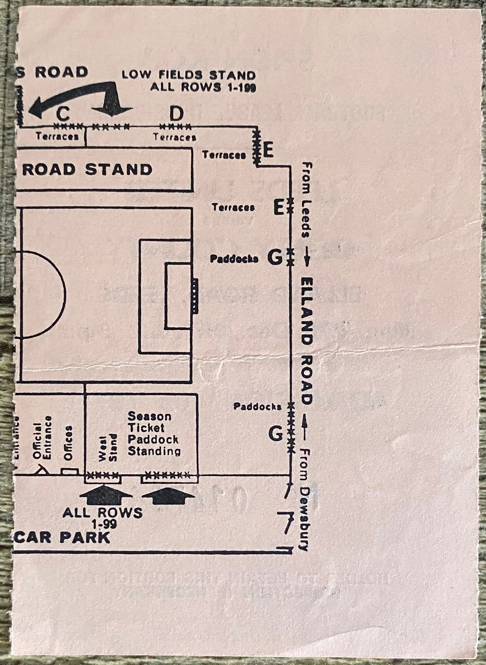 1971/72 ORIGINAL DIVISION ONE TICKET LEEDS UNITED V DERBY COUNTY