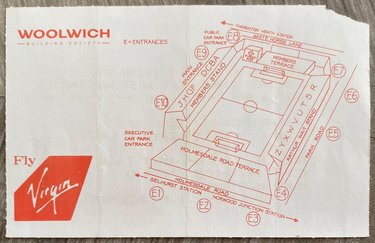 1990/91 ORIGINAL DIVISION 2 TICKET CHARLTON ATHLETIC V WEST HAM UNITED
