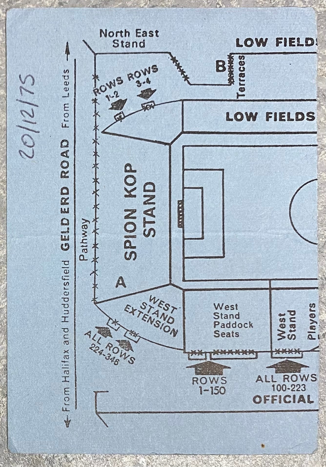 1975/76 ORIGINAL DIVISION ONE TICKET LEEDS UNITED V ASTON VILLA