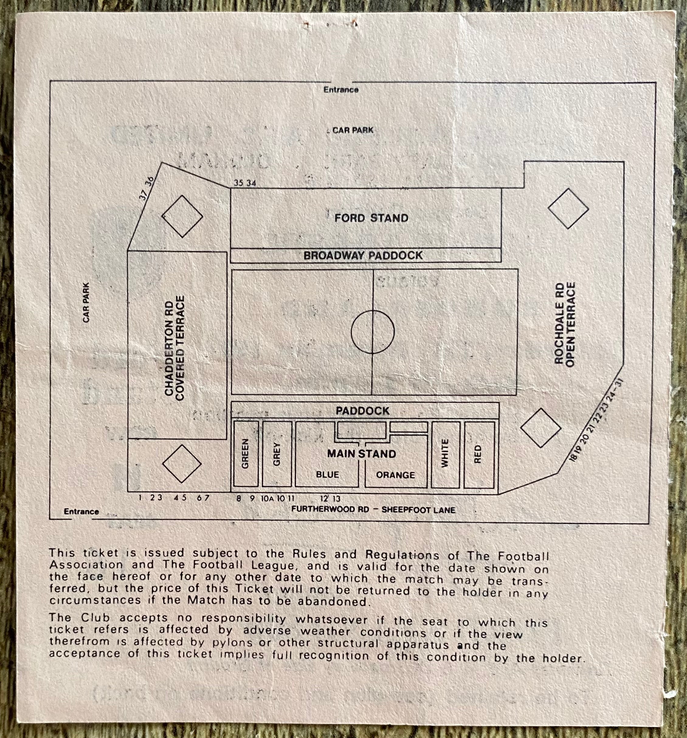 1974/75 ORIGINAL DIVISION 2 TICKET OLDHAM ATHLETIC V SUNDERLAND