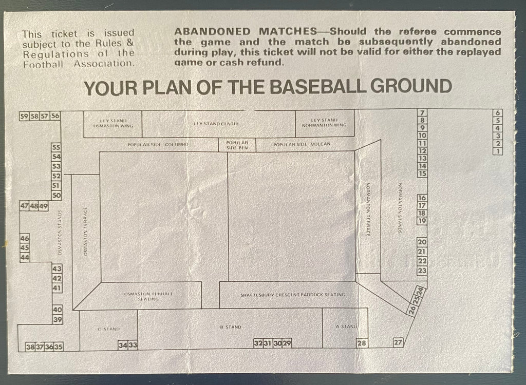 1979/80 ORIGINAL DIVISION 1 TICKET DERBY COUNTY V ASTON VILLA