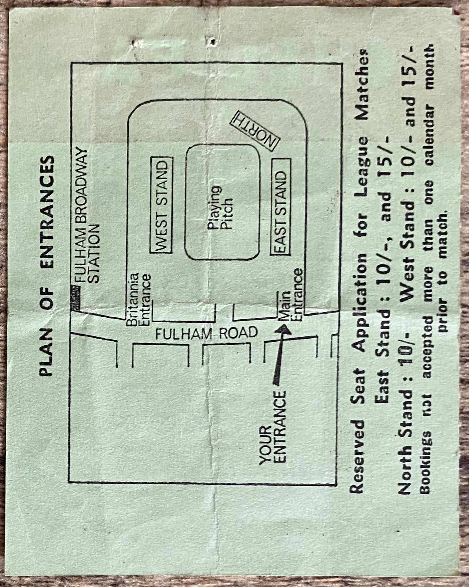 1966/67 ORIGINAL  DIVISION 1 TICKET CHELSEA V EVERTON