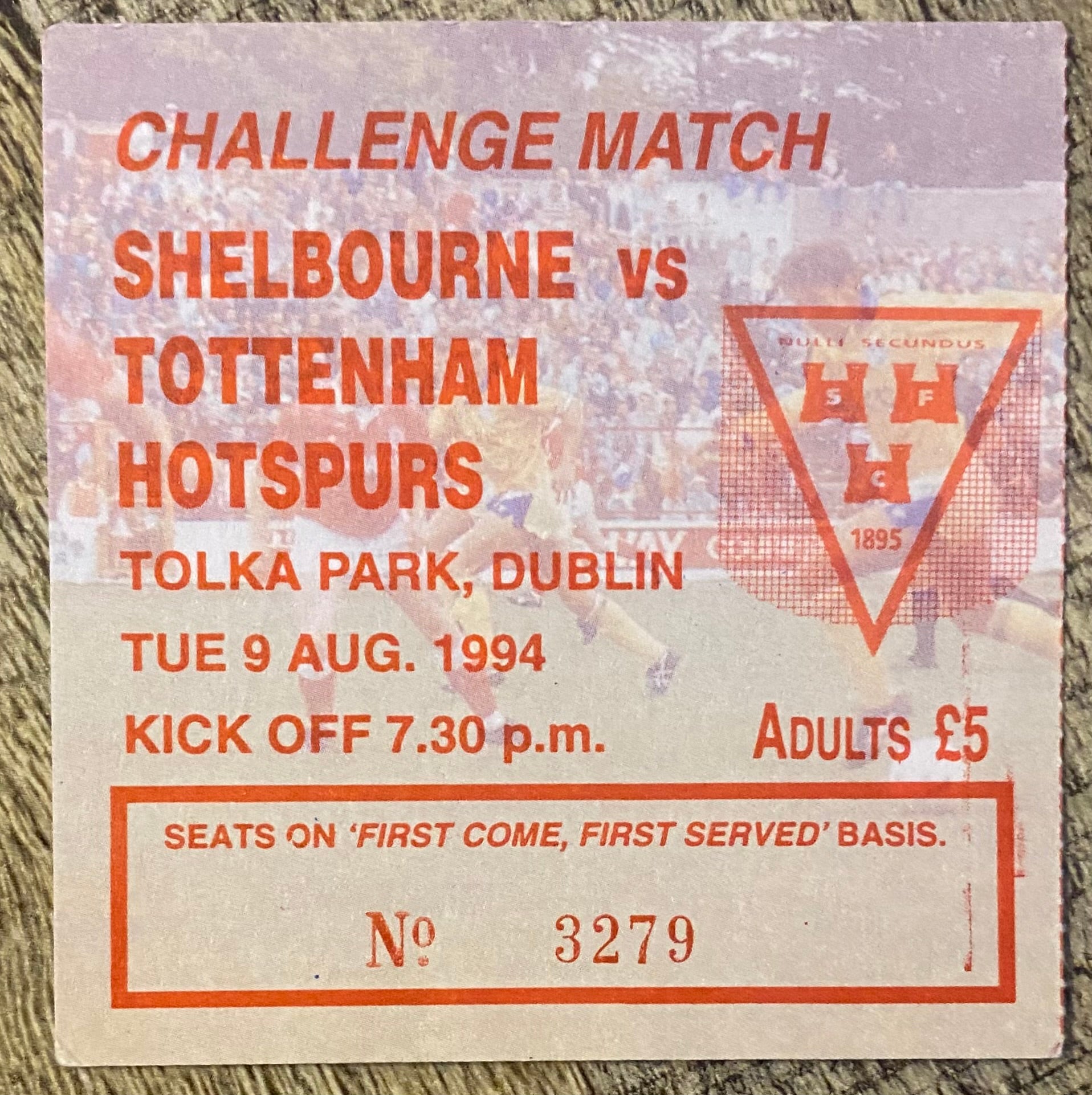 1994 ORIGINAL FRIENDLY TICKET SHELBOURNE V TOTTENHAM HOTSPUR (SIGNED BY PAT JENNINGS)