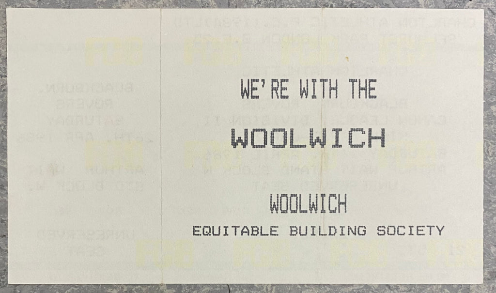 1985/86 ORIGINAL DIVISION TWO UNUSED TICKET CHARLTON ATHLETIC V BLACKBURN ROVERS