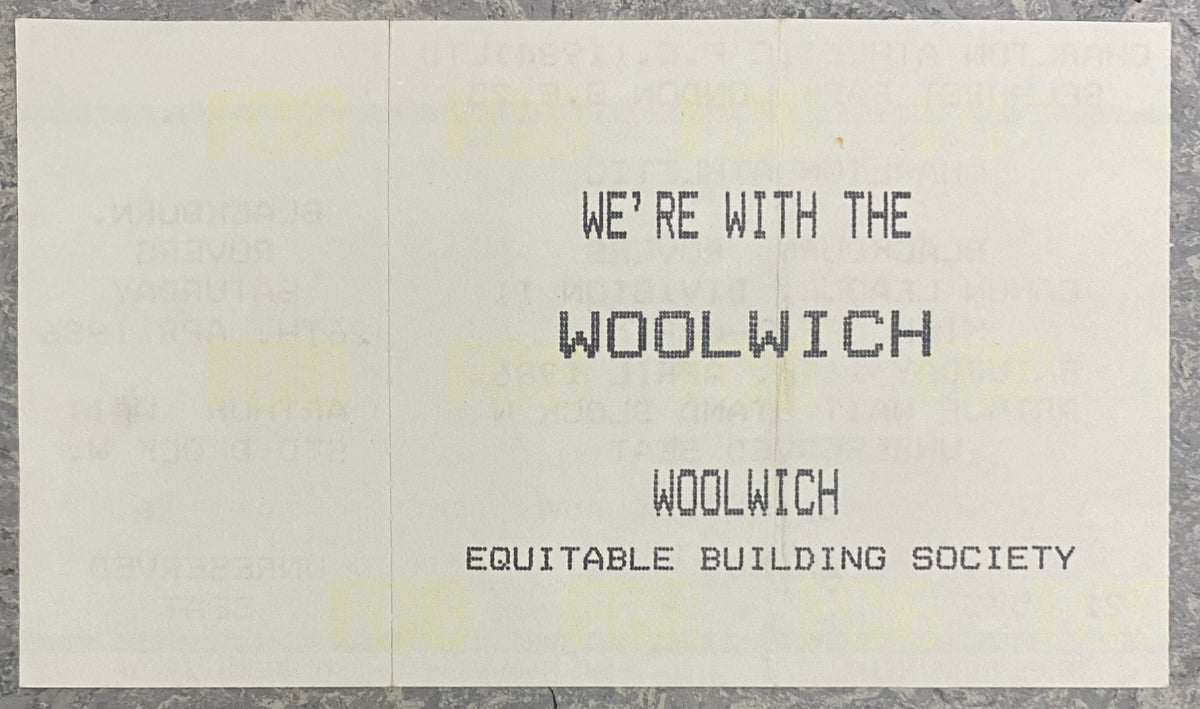 1985/86 ORIGINAL DIVISION TWO UNUSED TICKET CHARLTON ATHLETIC V BLACKBURN ROVERS