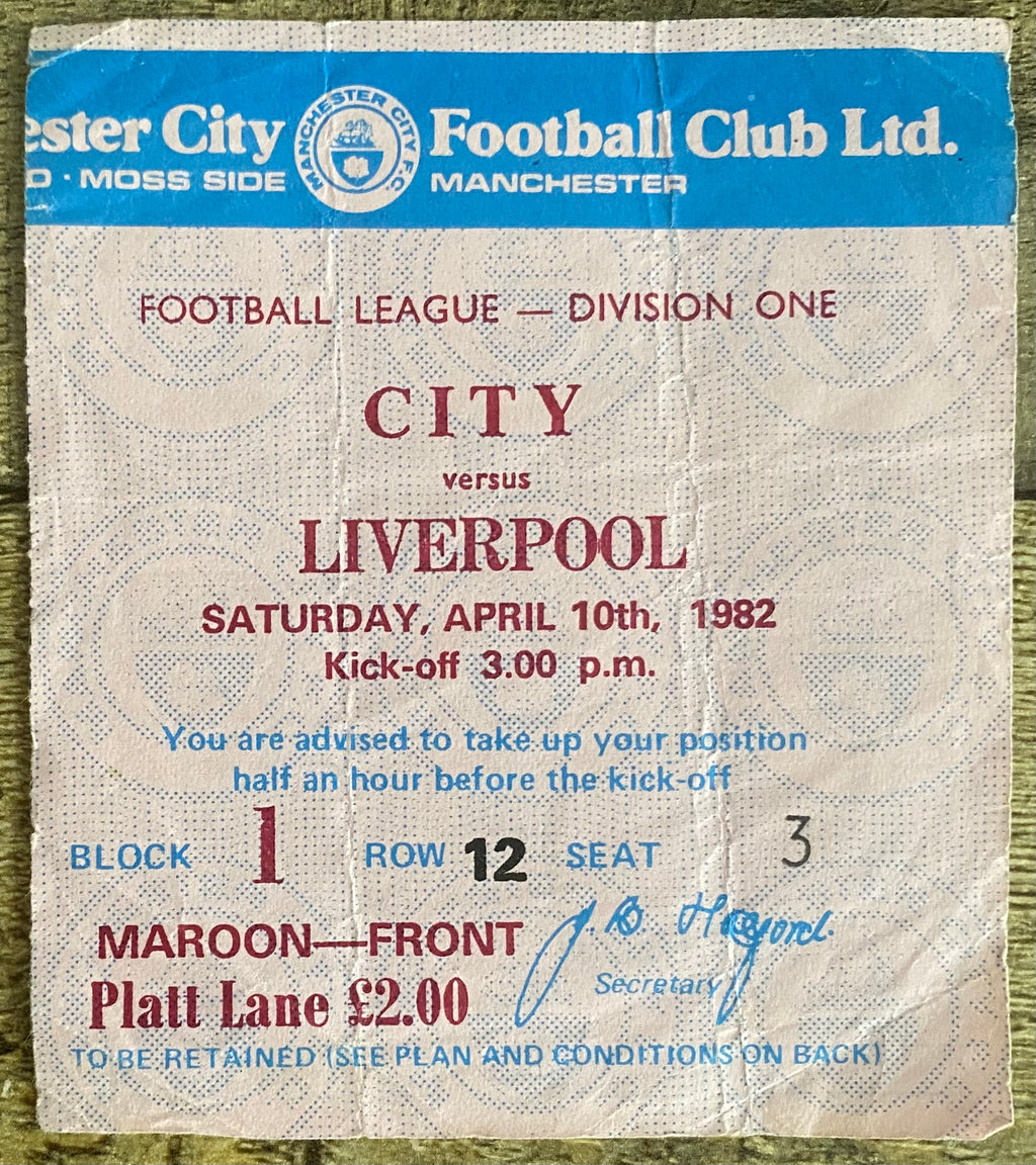 1981/82 ORIGINAL DIVISION ONE TICKET MANCHESTER CITY V LIVERPOOL