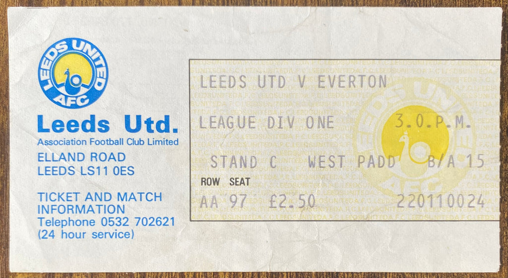 1977/78 ORIGINAL DIVISION ONE TICKET LEEDS UNITED V EVERTON