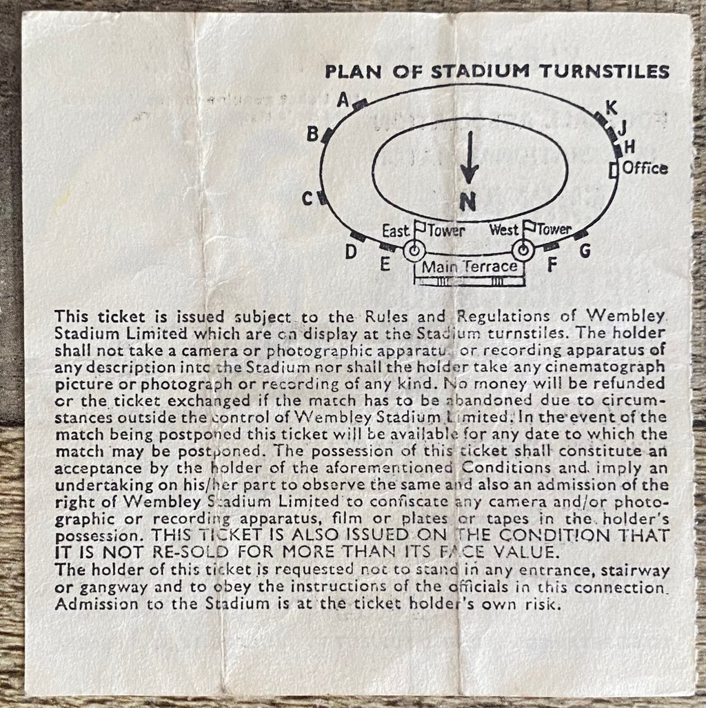 1982 ORIGINAL INTERNATIONAL TICKET ENGLAND V NETHERLANDS