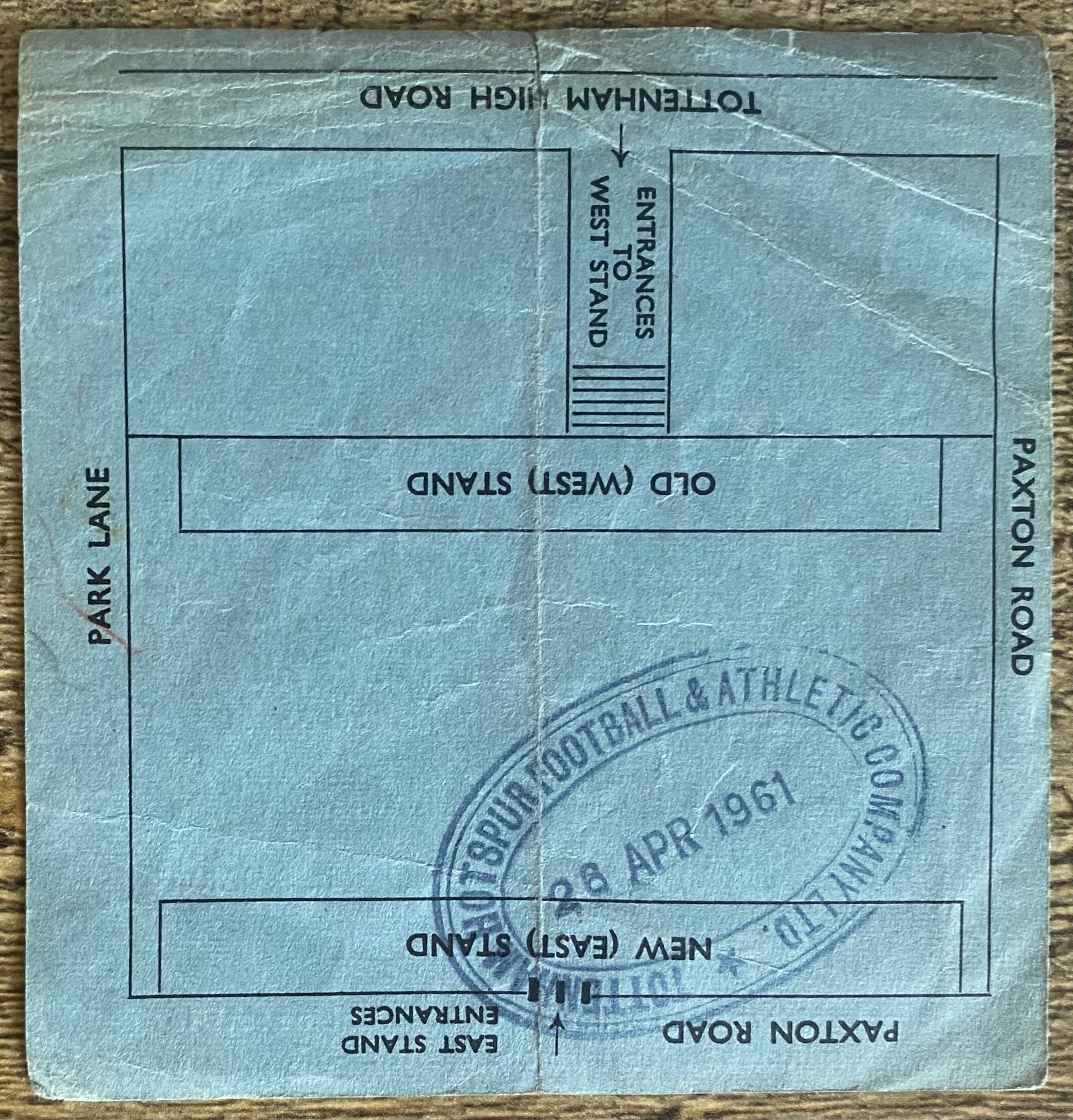 1960/61 ORIGINAL DIVISION ONE TICKET TOTTENHAM HOTSPUR V NOTTINGHAM FOREST