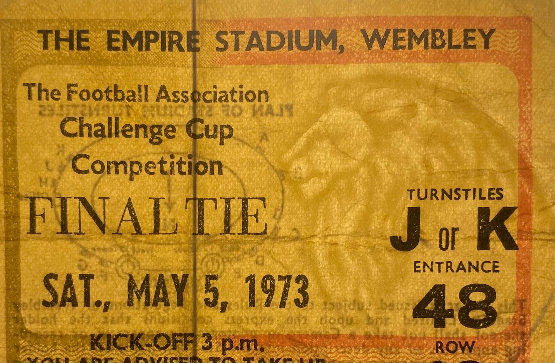 1973 ORIGINAL FA CUP FINAL TICKET SUNDERLAND V LEEDS UNITED