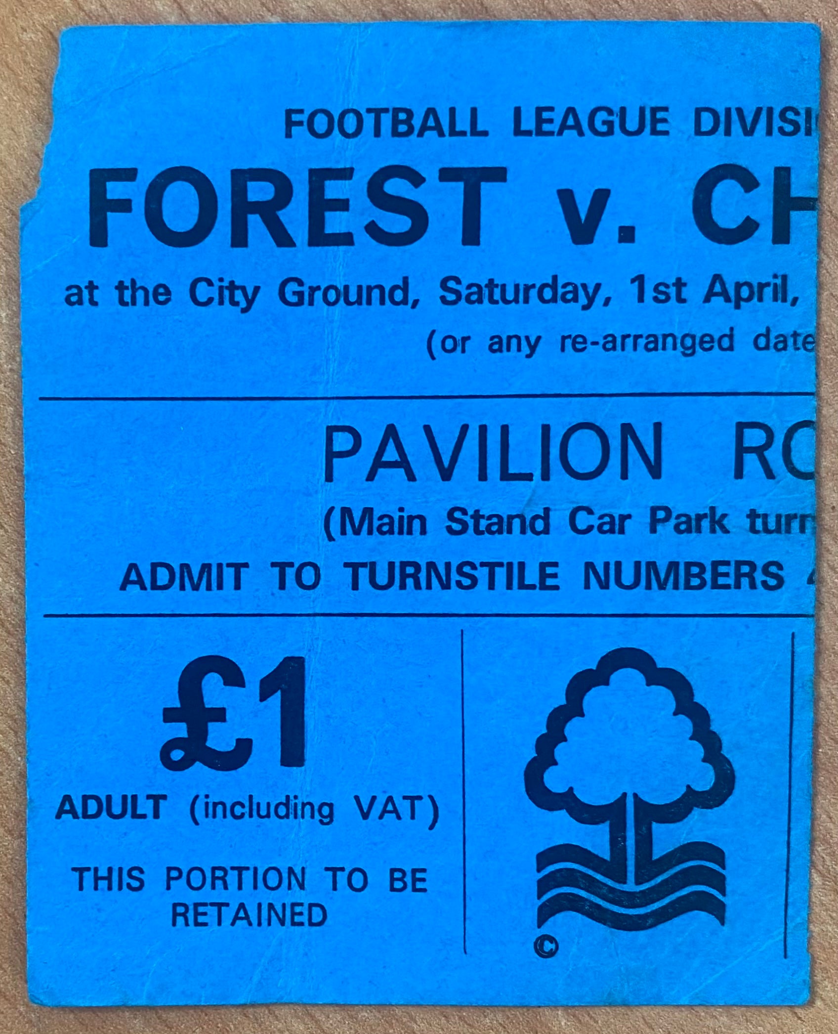 1977/78 ORIGINAL DIVISION 1 TICKET NOTTINGHAM FOREST V CHELSEA