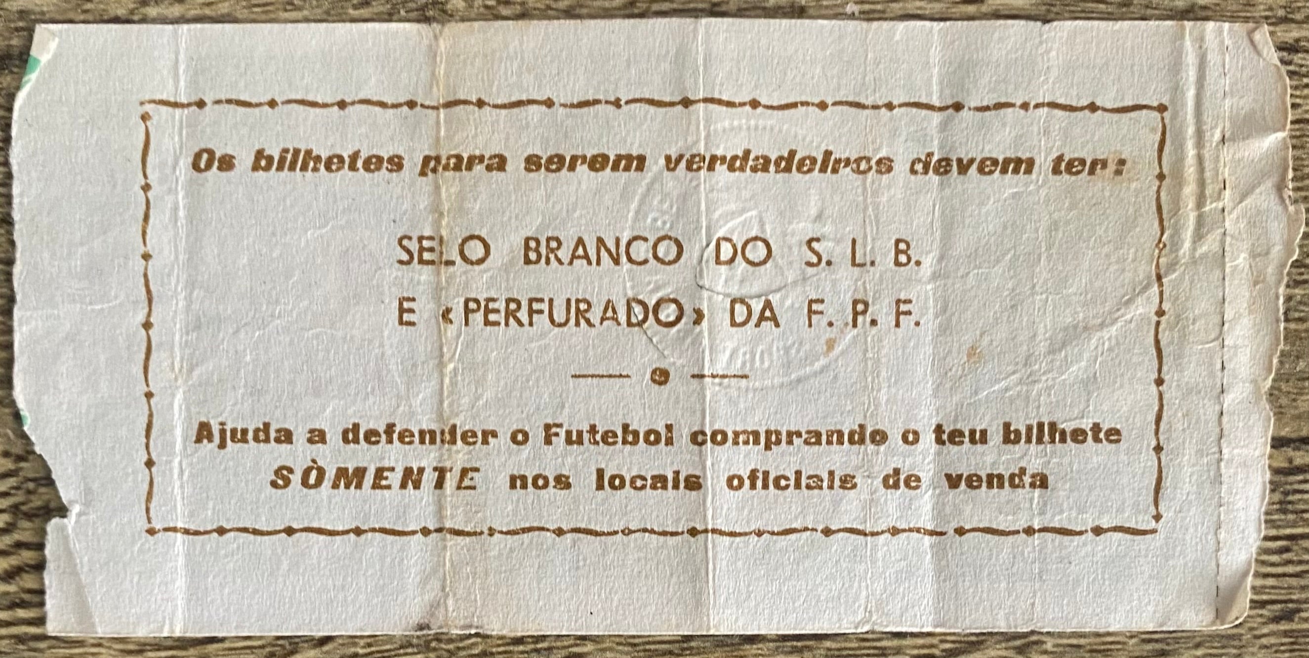 1977/78 ORIGINAL EUROPEAN CUP QUARTER FINAL 1ST LEG TICKET BENFICA V LIVERPOOL
