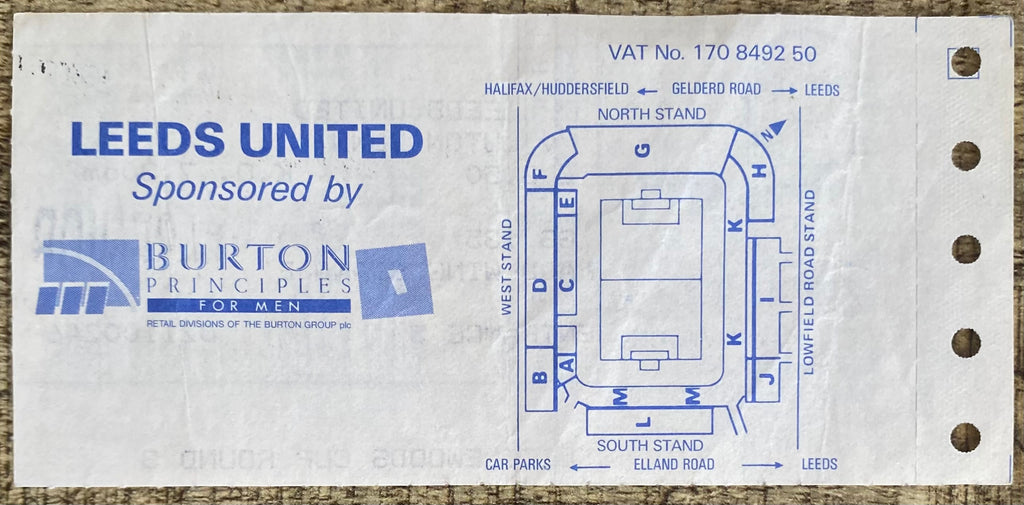 1988/89 ORIGINAL LITTLEWOODS CUP 3RD ROUND TICKET LEEDS UNITED V LUTON TOWN