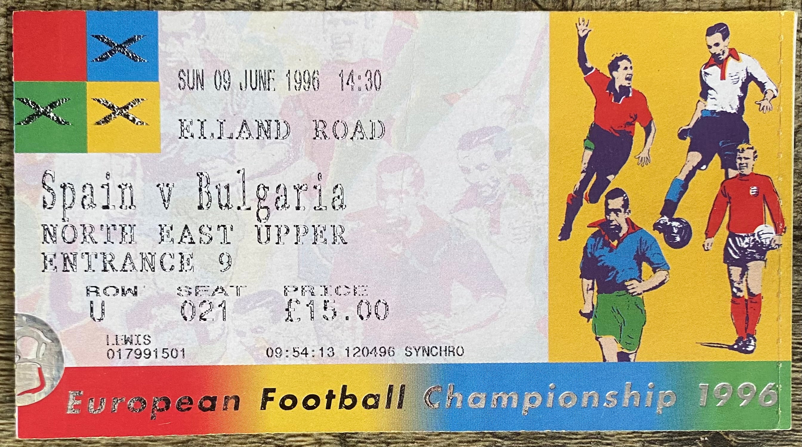 1996 ORIGINAL EUROPEAN CHAMPIONSHIPS EURO 96 TICKET SPAIN V BULGARIA @ ELLAND RD