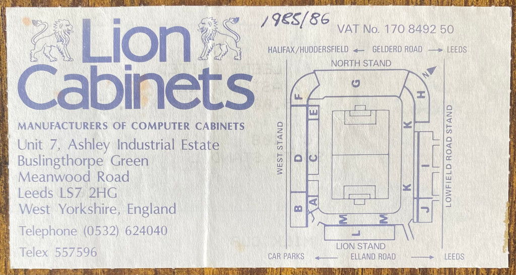 1985/86 ORIGINAL MILK CUP 3RD ROUND TICKET LEEDS UNITED V ASTON VILLA