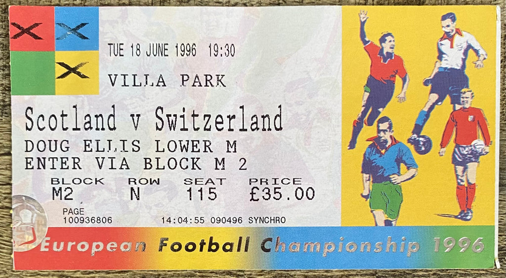 1996 ORIGINAL EUROPEAN CHAMPIONSHIPS EURO 96 TICKET SCOTLAND V SWITZERLAND @ VILLA PARK