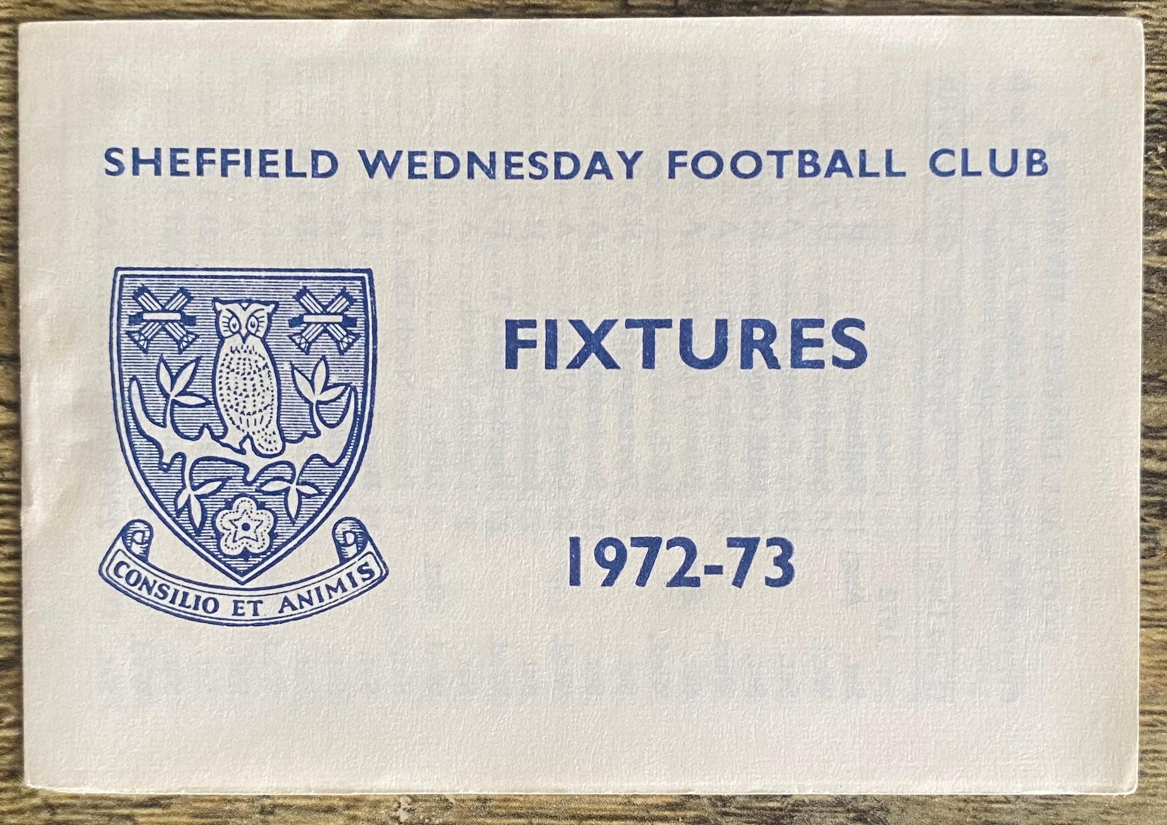 1972/73 ORIGINAL CLUB ISSUED FIXTURE LIST BOOKLET FOR SHEFFIELD WEDNESDAY
