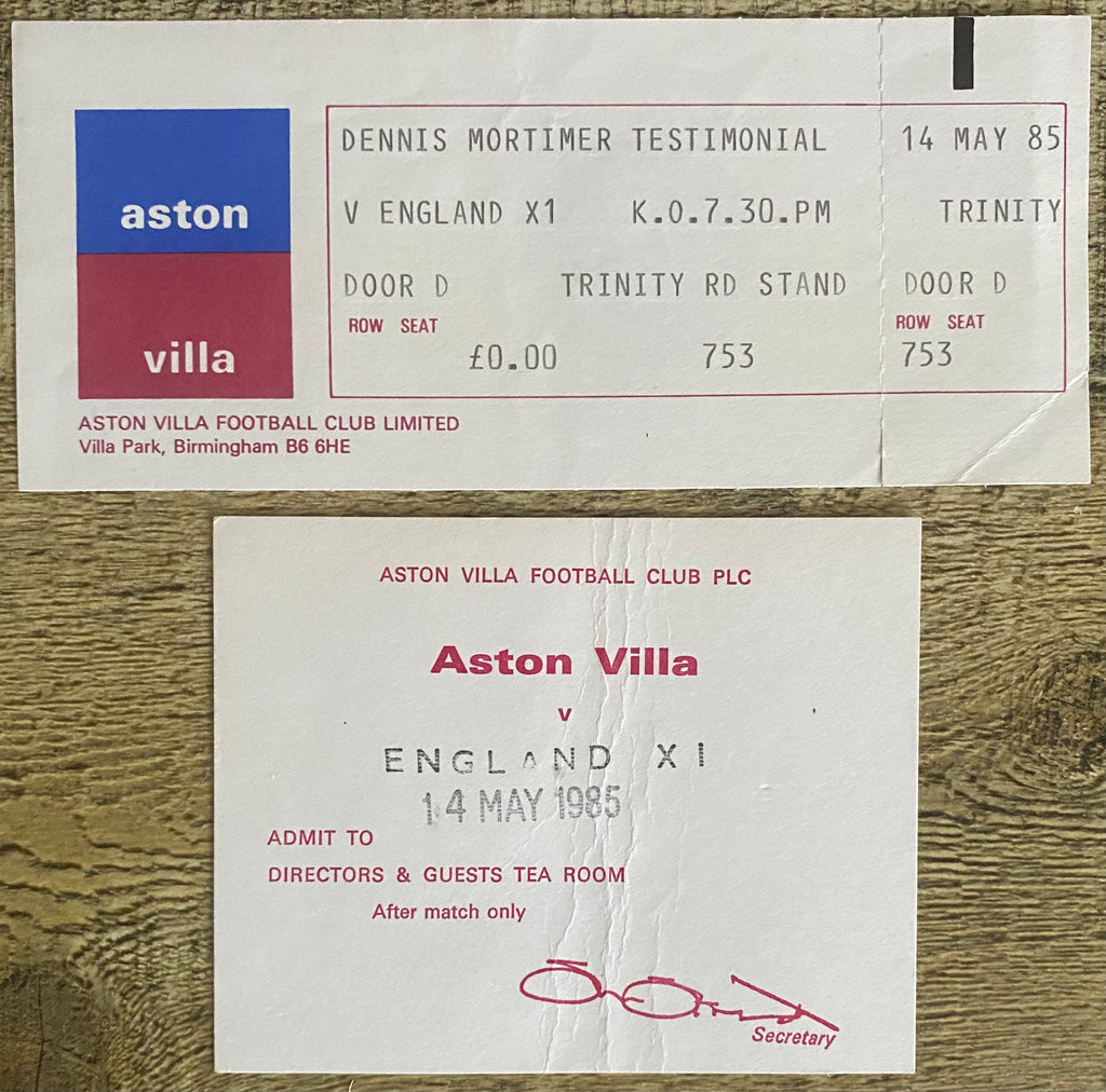 1985 ORIGINAL DENNIS MORTIMER TESTIMONIAL UNUSED TICKET ASTON VILLA V ENGLAND XI