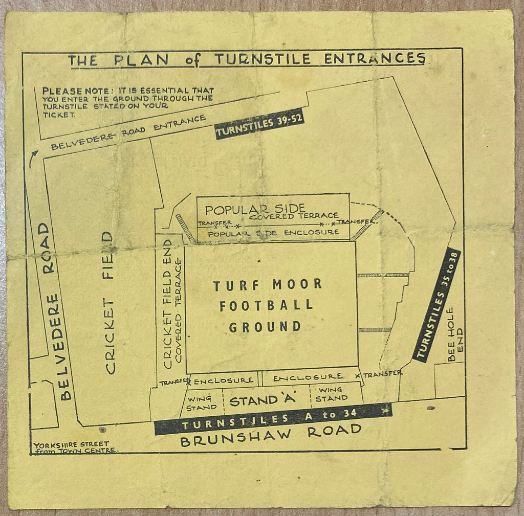 1960/61 ORIGINAL DIVISION ONE TICKET BURNLEY V TOTTENHAM HOTSPUR