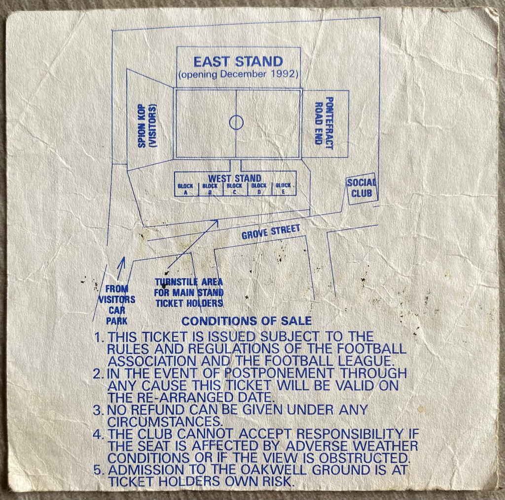 1992/93 ORIGINAL DIVISION 1 TICKET BARNSLEY V CHARLTON ATHLETIC