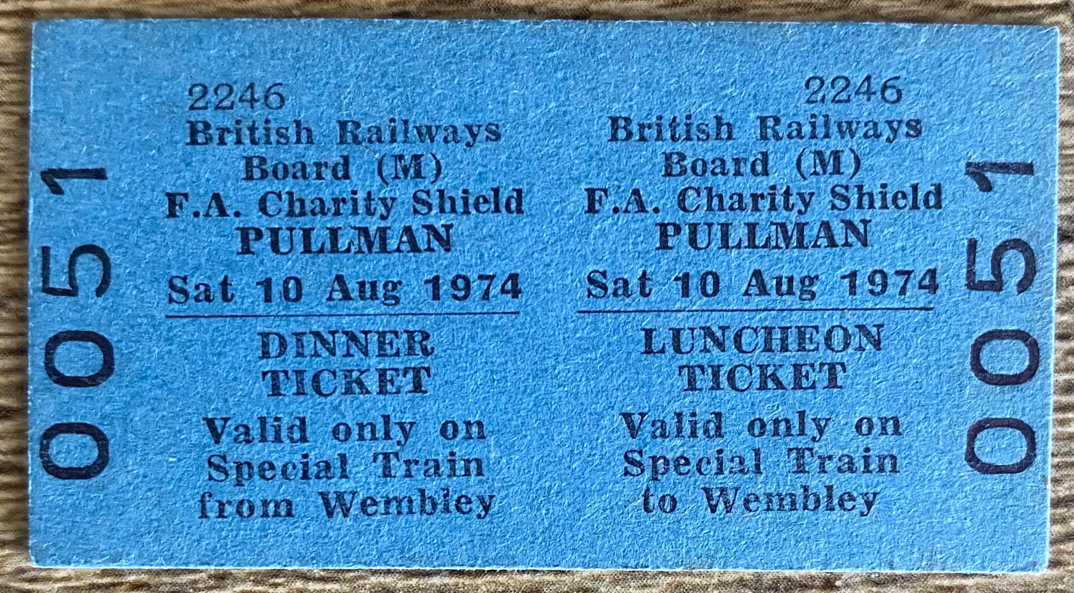 1974 ORIGINAL FOOTBALL SPECIAL BRITISH RAIL TRAIN TICKET LIVERPOOL TRAVELLING TO CHARITY SHIELD