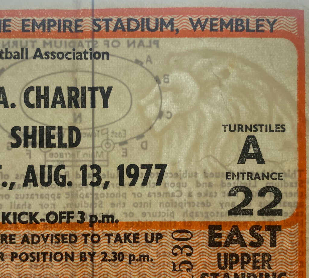 1977 ORIGINAL CHARITY SHIELD TICKET LIVERPOOL V MANCHESTER UNITED