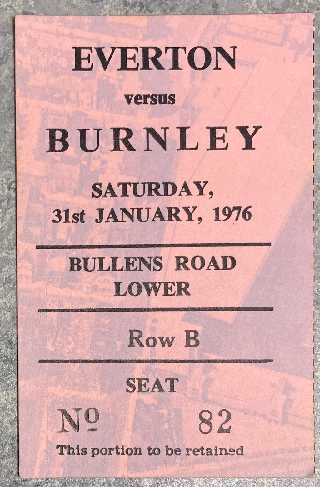 1975/76 ORIGINAL DIVISION ONE TICKET EVERTON V BURNLEY