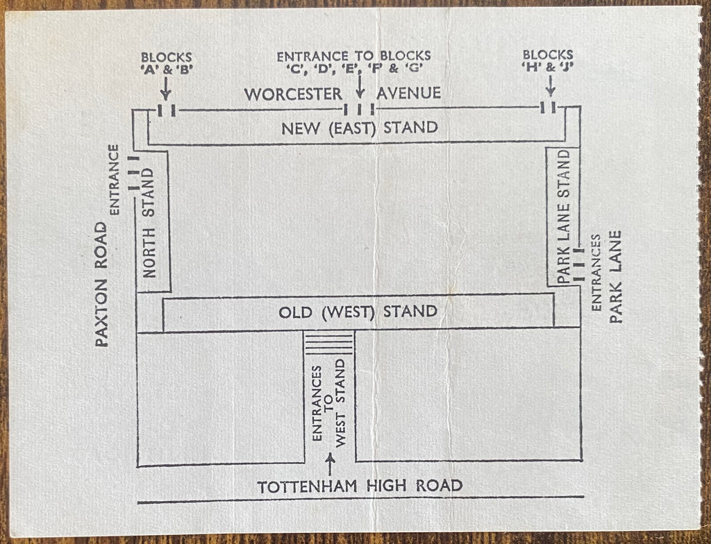 1968/69 ORIGINAL DIVISION ONE TICKET TOTTENHAM HOTSPUR V ARSENAL
