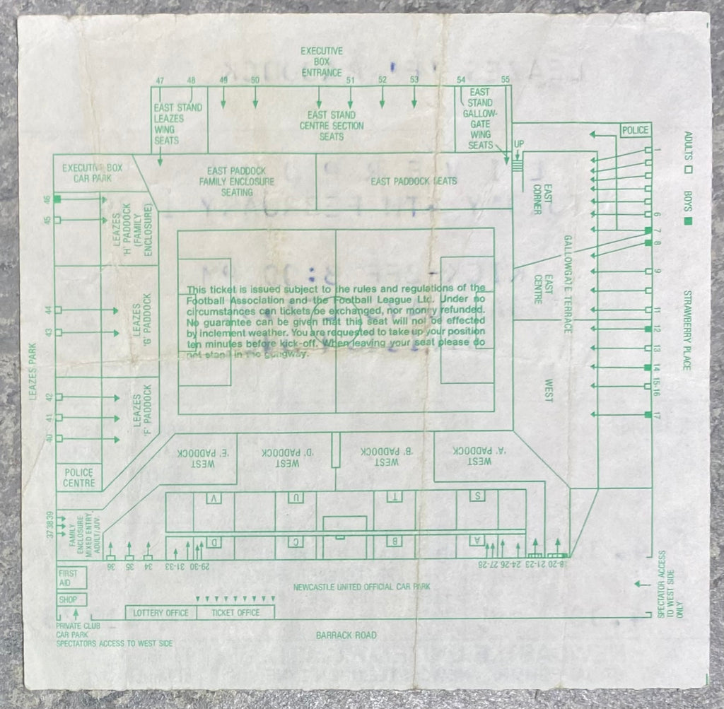 1988/89 ORIGINAL DIVISION ONE TICKET NEWCASTLE UNITED V LIVERPOOL