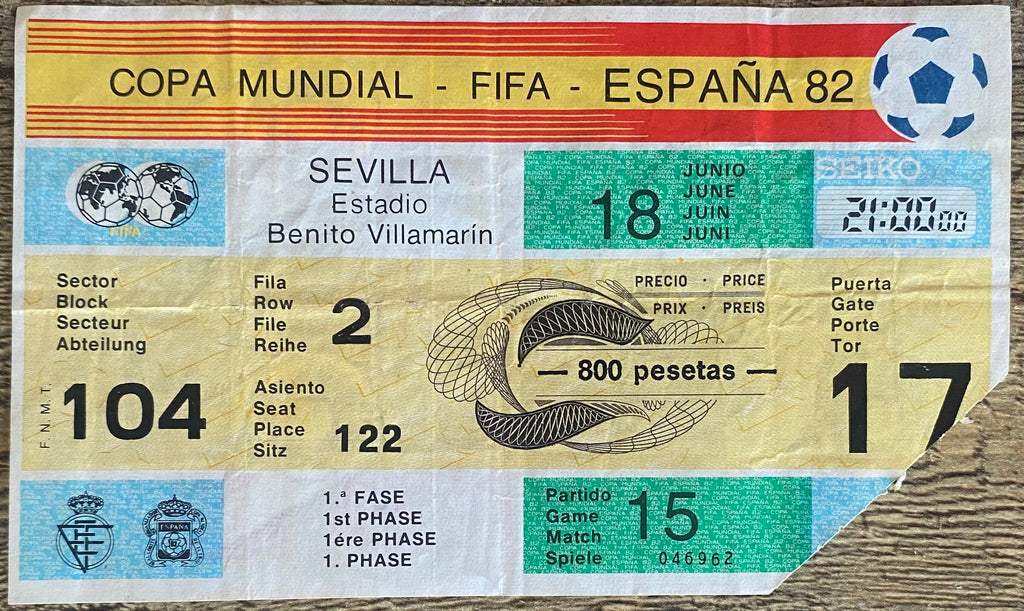 1982 ORIGINAL WORLD CUP 1ST ROUND TICKET SCOTLAND V BRAZIL @ SEVILLE