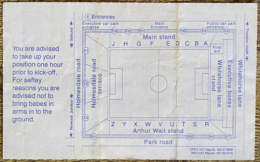 1993/94 ORIGINAL FA PREMIERSHIP TICKET WIMBLEDON V CHELSEA