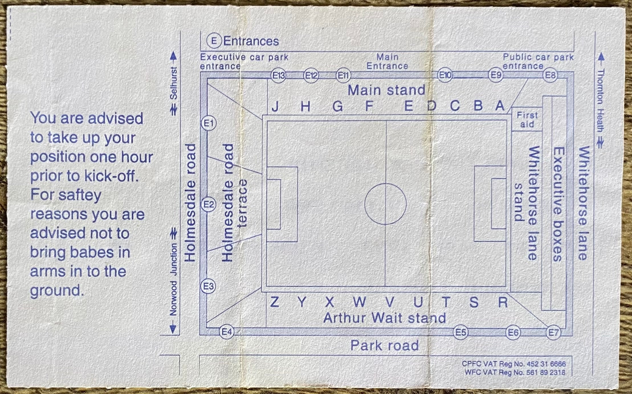 1993/94 ORIGINAL FA PREMIERSHIP TICKET WIMBLEDON V CHELSEA