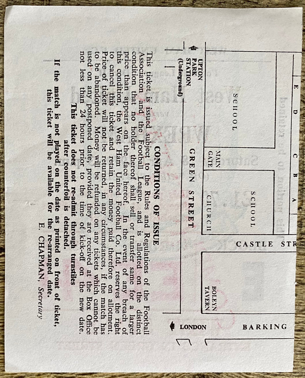 1978/79 ORIGINAL DIVISION 2 TICKET WEST HAM UNITED V WREXHAM