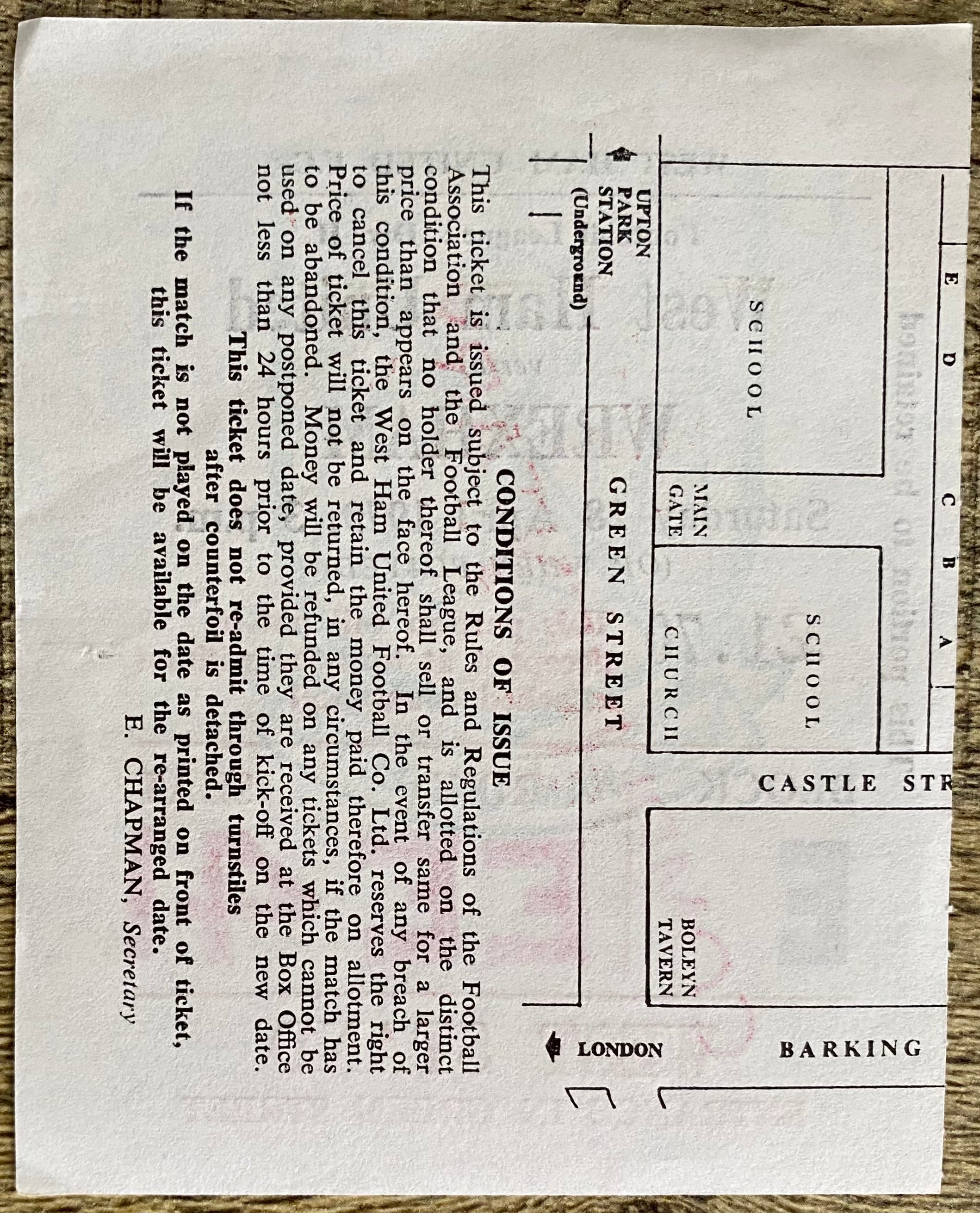 1978/79 ORIGINAL DIVISION 2 TICKET WEST HAM UNITED V WREXHAM