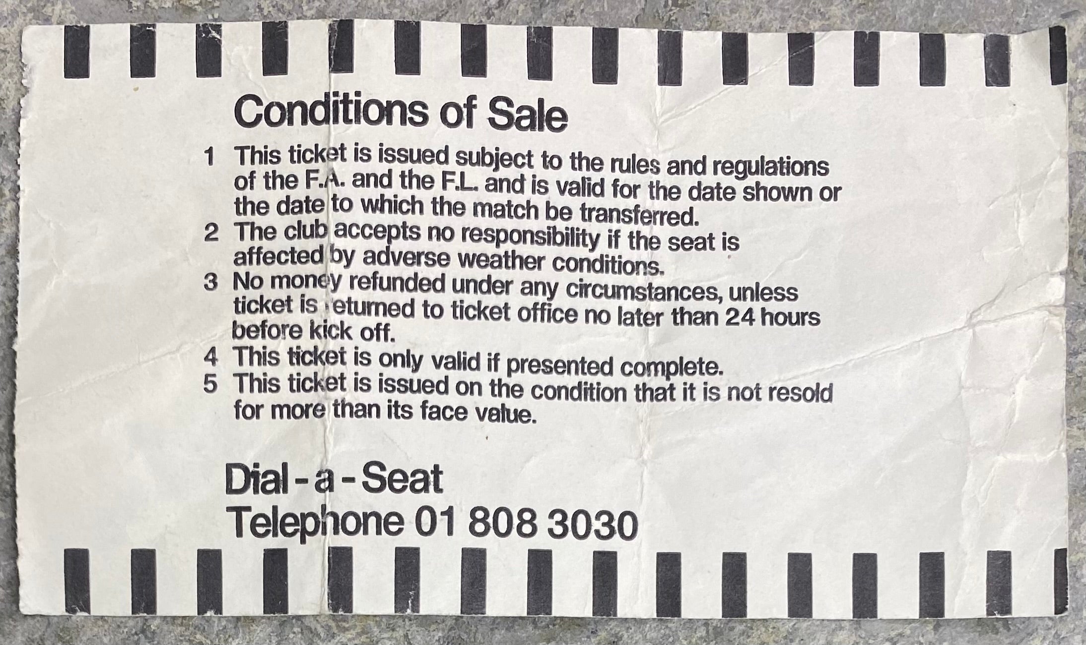 1985/86 ORIGINAL MILK CUP 3RD ROUND TICKET TOTTENHAM HOTSPUR V WIMBLEDON
