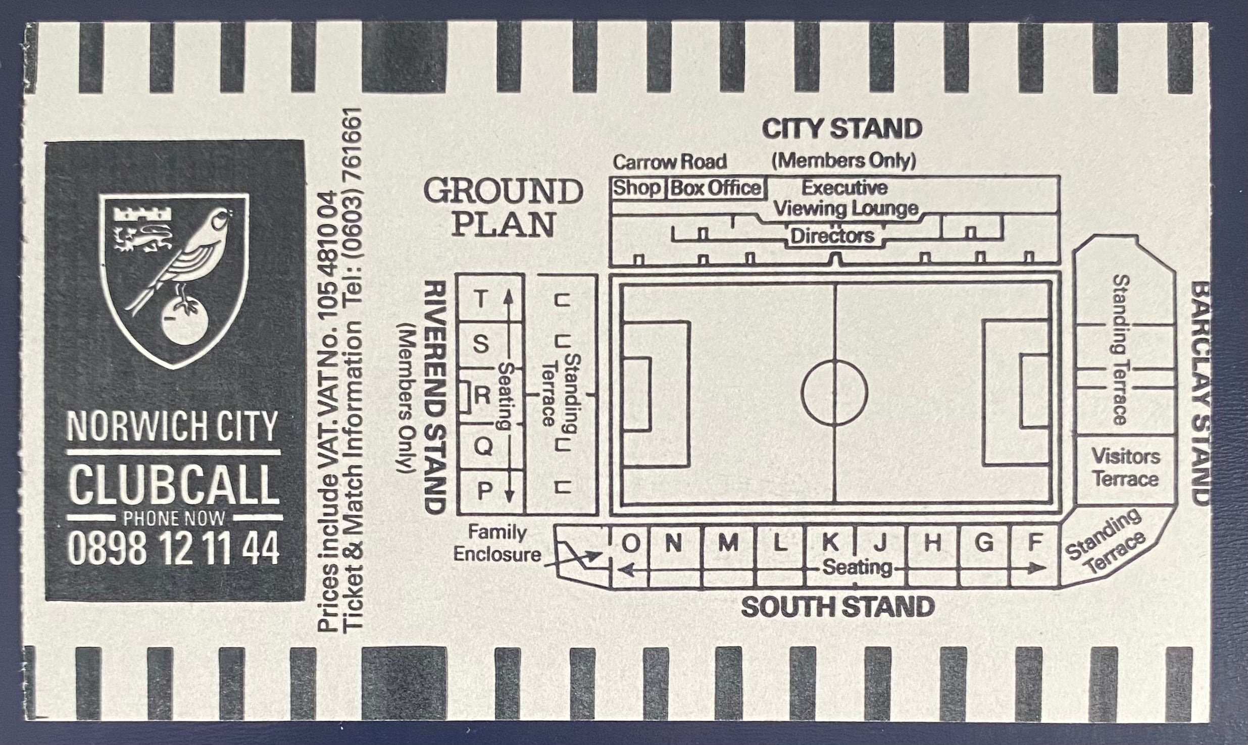 1989/90 ORIGINAL LITTLEWOODS CUP 2ND ROUND 1ST LEG TICKET NORWICH CITY V ROTHERHAM UNITED